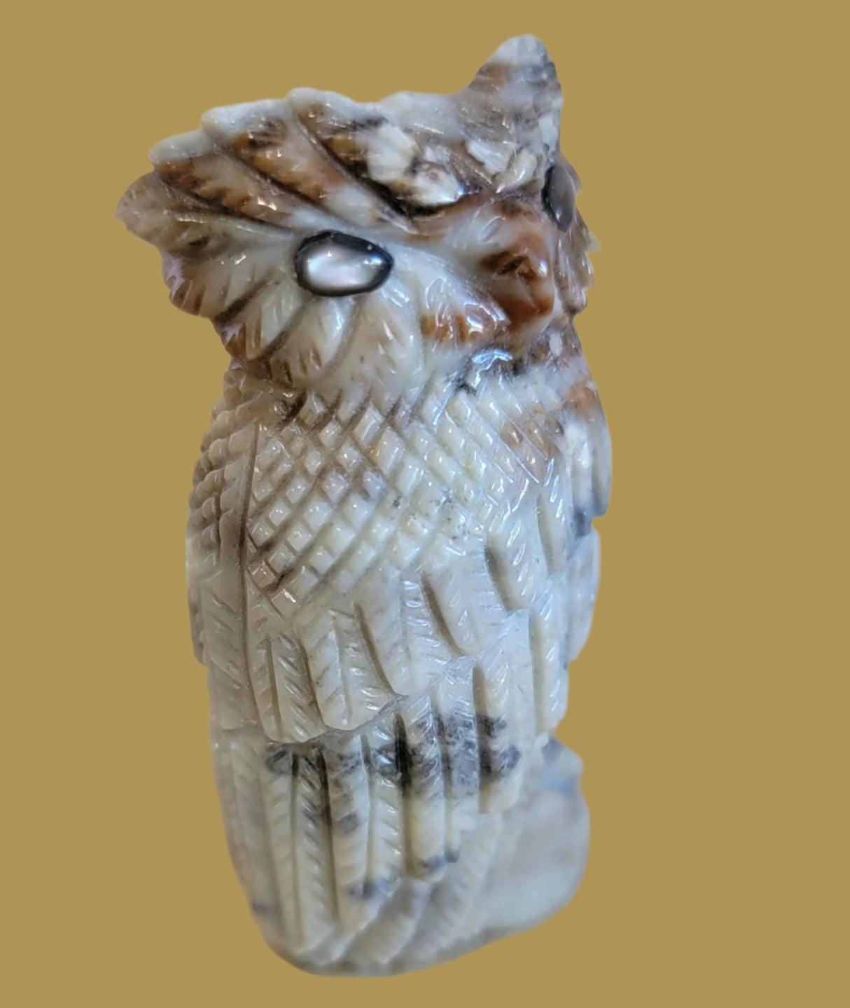Picasso Marble Owl w/Very Cool Eyes Zuni Fetish
