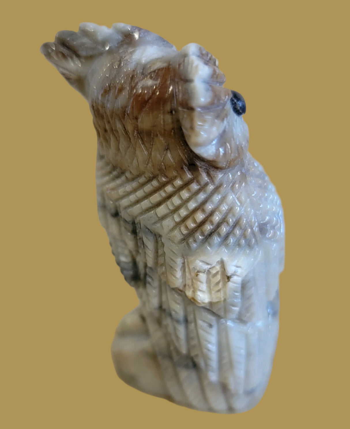 Picasso Marble Owl w/Very Cool Eyes Zuni Fetish