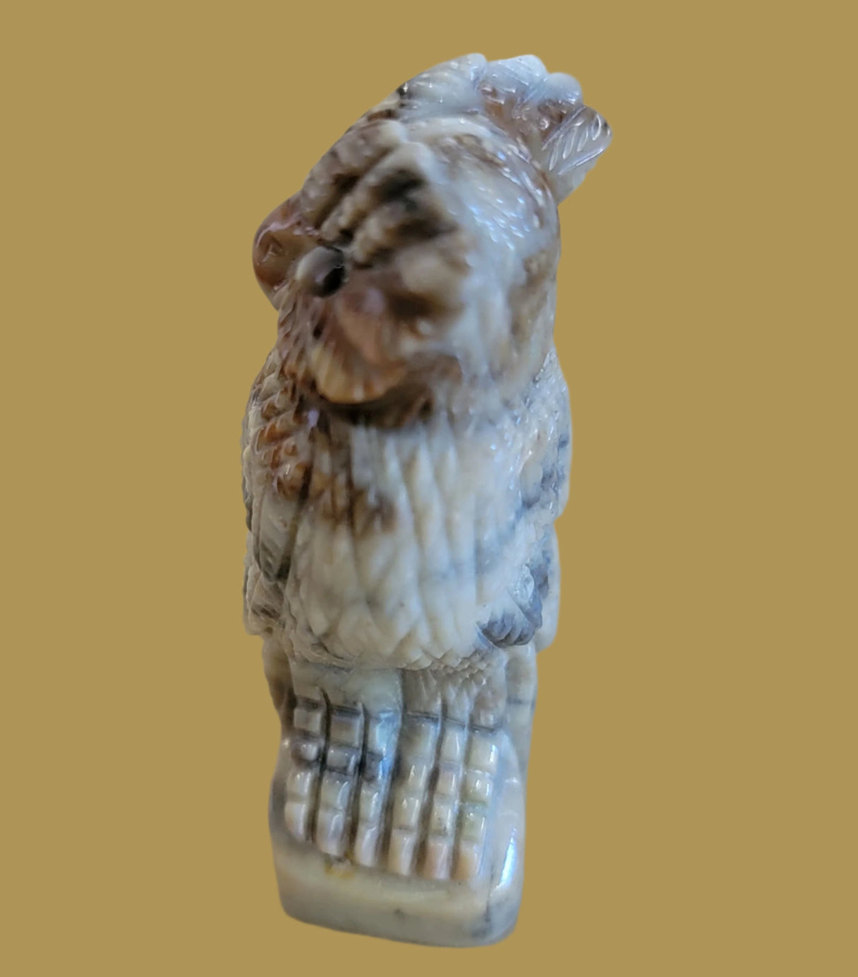 Picasso Marble Owl w/Very Cool Eyes Zuni Fetish