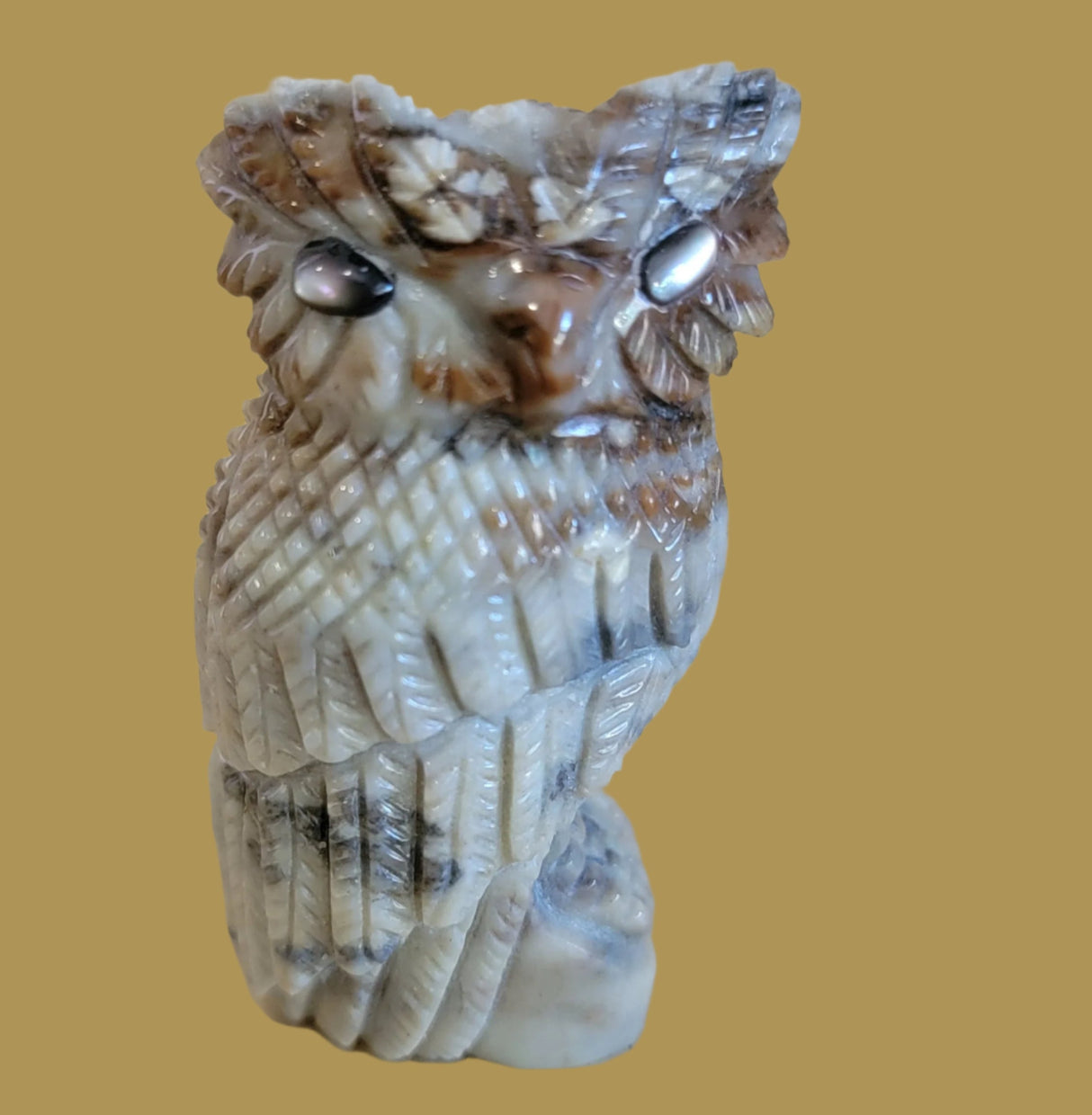 Picasso Marble Owl w/Very Cool Eyes Zuni Fetish