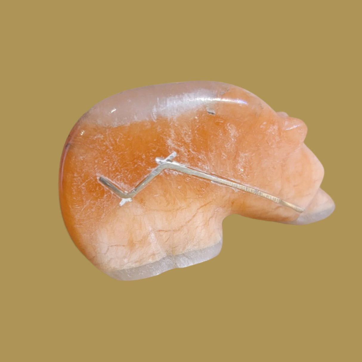 Peach Alabaster Medicine Bear Zuni Fetish