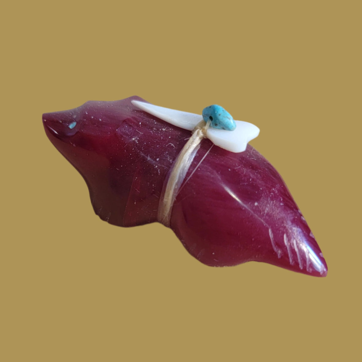 Beautiful Cranberry Slag Glass Zuni Fetish Badger