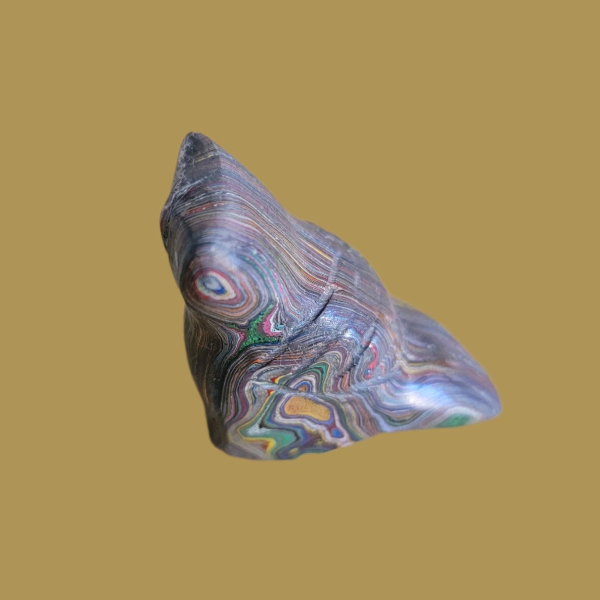 Fun Fordite Owl Pocket Fetish Zuni Fetish