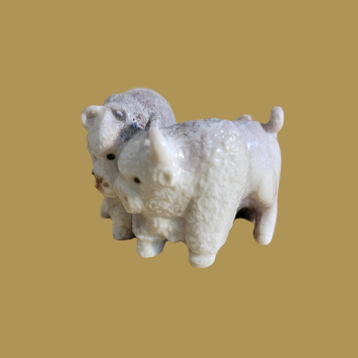 Triple Antler Bison/Buffalo Family Zuni Fetish