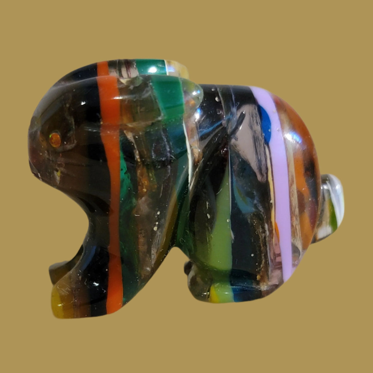 Colorful Surfite Bunny Rabbit w/ Orange Opal Eyes Zuni Fetish