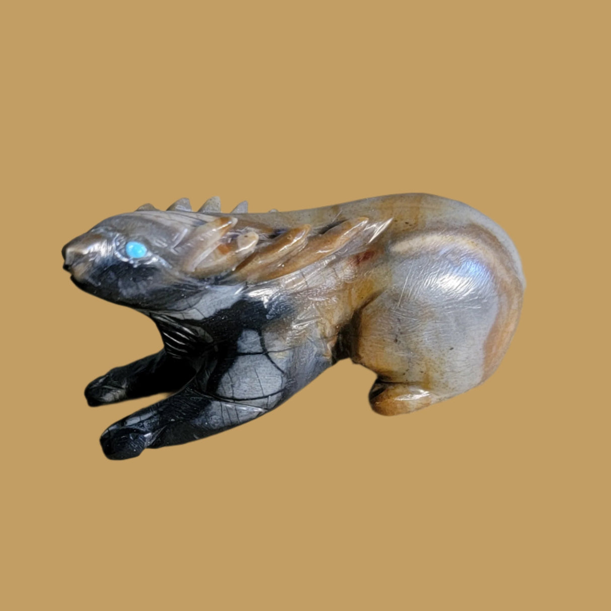 Picasso Marble Resting Buck/Deer Zuni Fetish