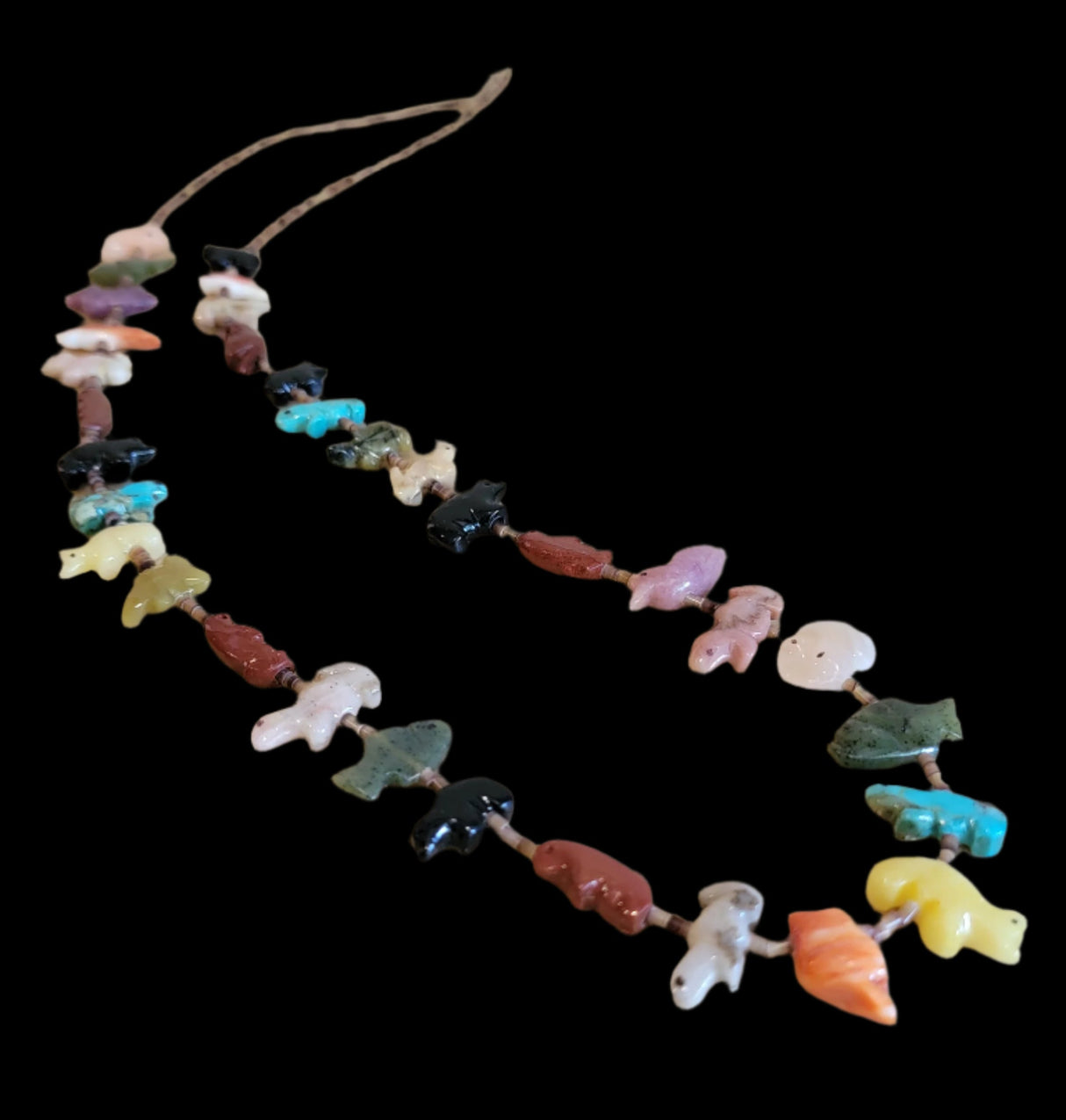 Almost Stacked Navajo Zuni Fetish Necklace w/ 33 Fetish Carvings Indian Jewelry