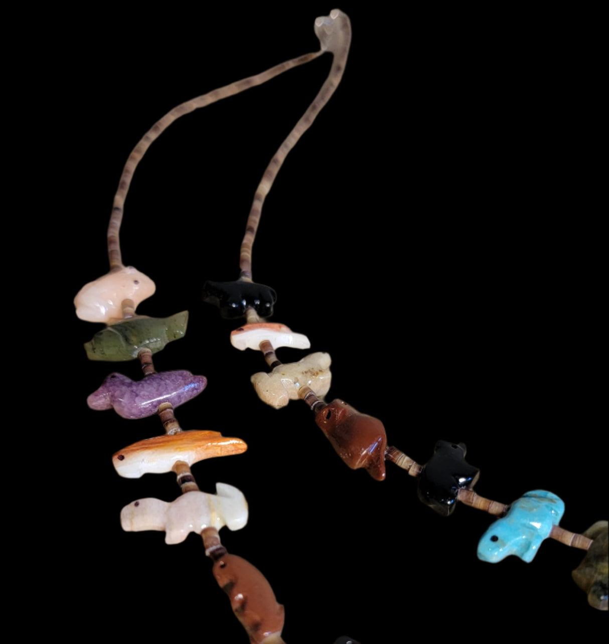 Almost Stacked Navajo Zuni Fetish Necklace w/ 33 Fetish Carvings Indian Jewelry