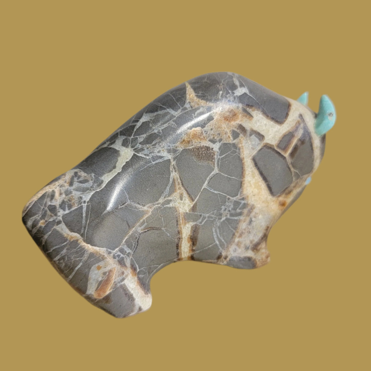 Large Septarian Nodule/ Utah Geode Bison/Buffalo Zuni Fetish