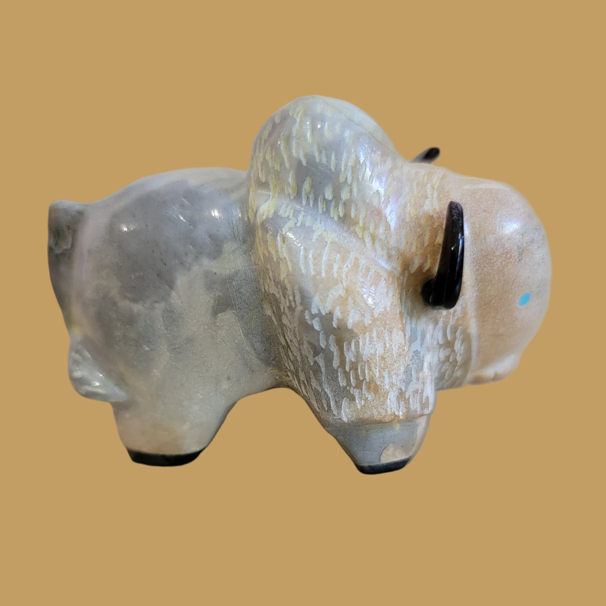 Powerful Travertine Bison/Buffalo Zuni Fetish