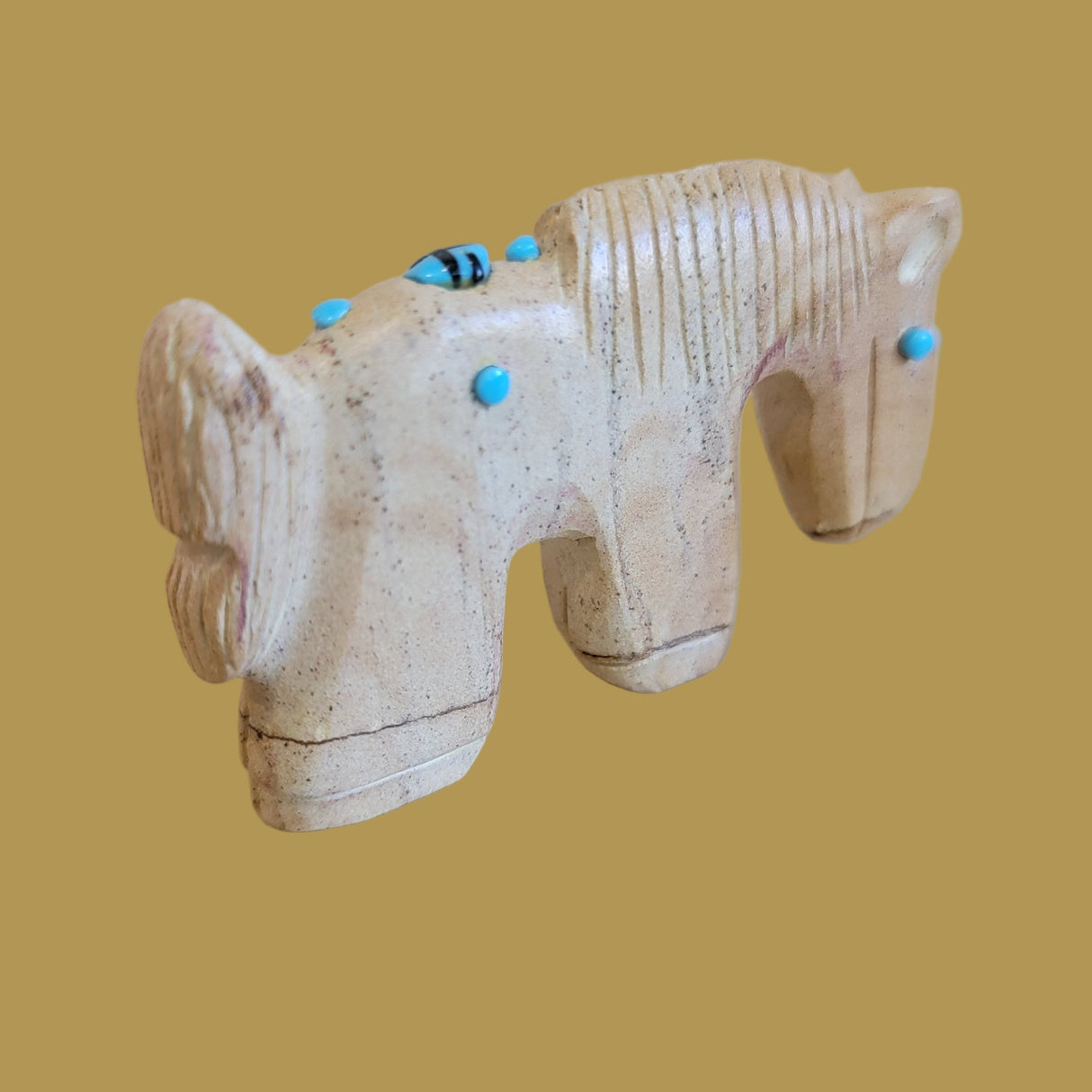 Picture Stone Jasper Healing Horse w/Zuni Sun Zuni Fetish