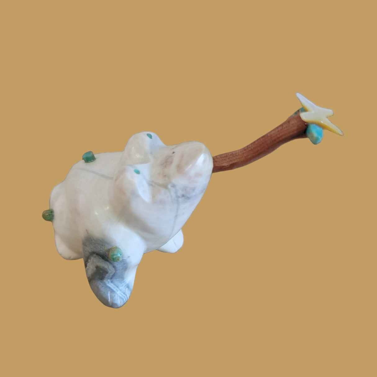 Serpentine Frog w/Long Wooden Tongue Catching Dragonfly Zuni Fetish