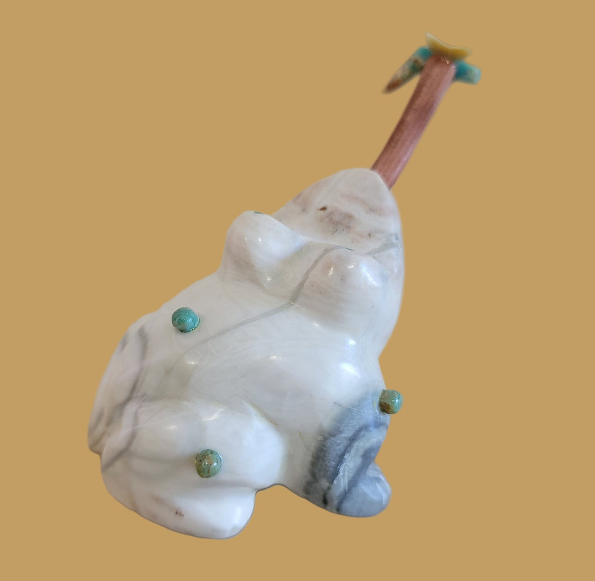 Serpentine Frog w/Long Wooden Tongue Catching Dragonfly Zuni Fetish