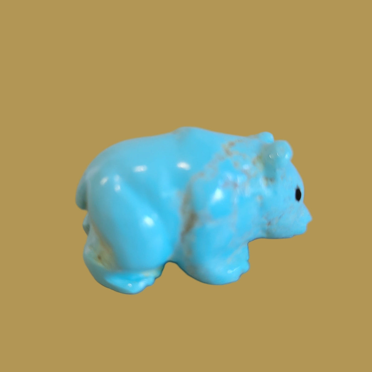 Natural Fox Turquoise Navajo Grizzly Bear Cub Zuni Fetish