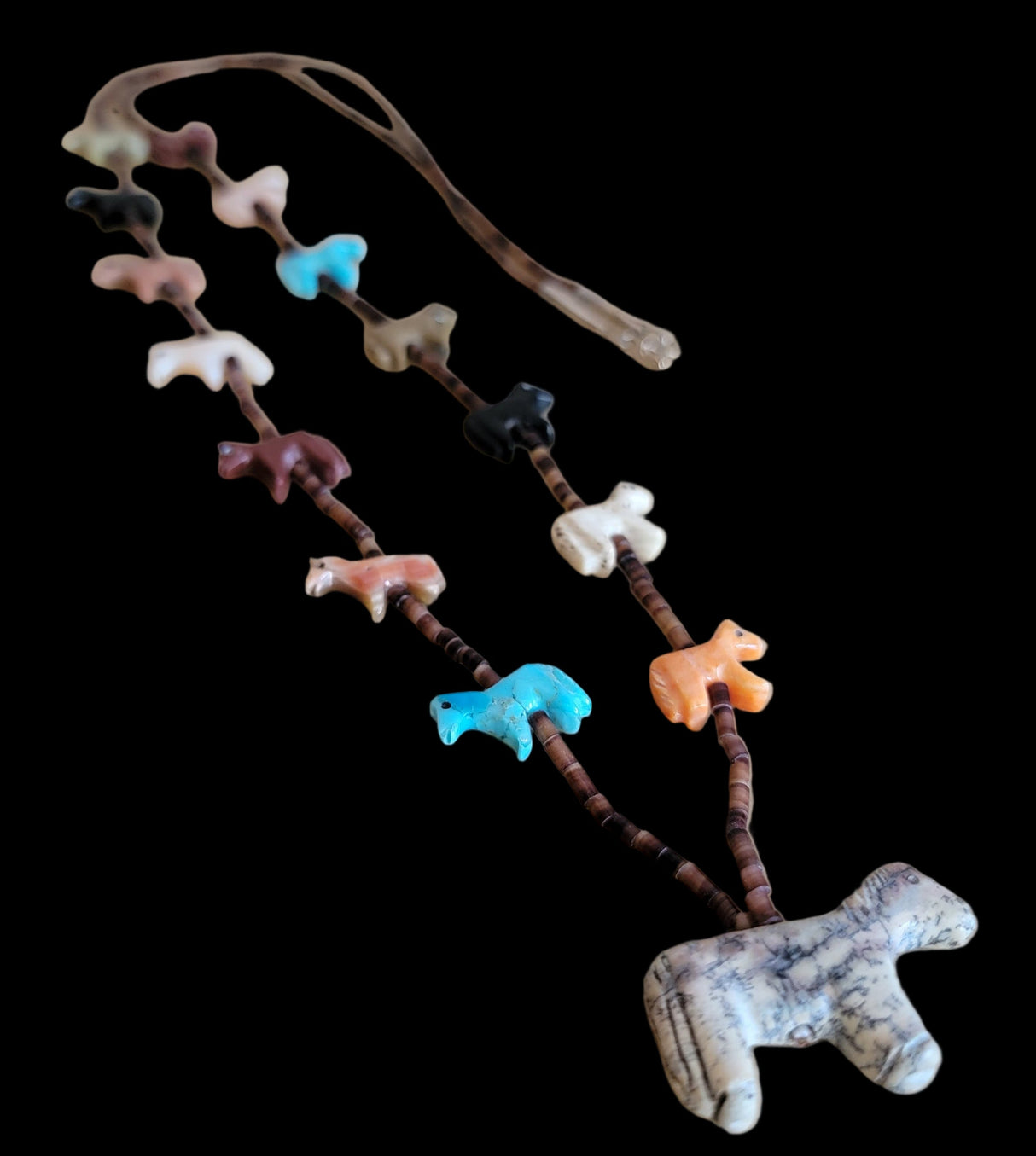 Single Strand 15 Total Navajo Horses Zuni Fetish Necklace Indian Jewelry