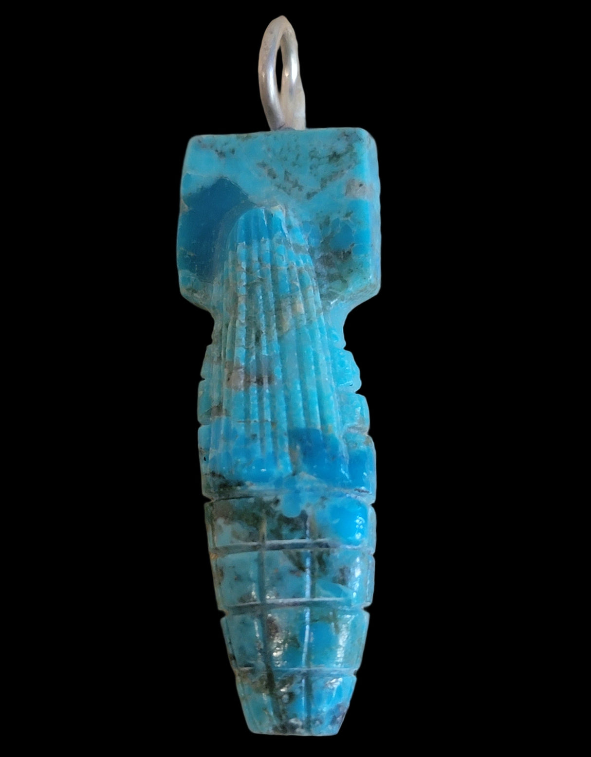 Turquoise Zuni Corn Maiden Pendant w/Tablita Indian Jewelry