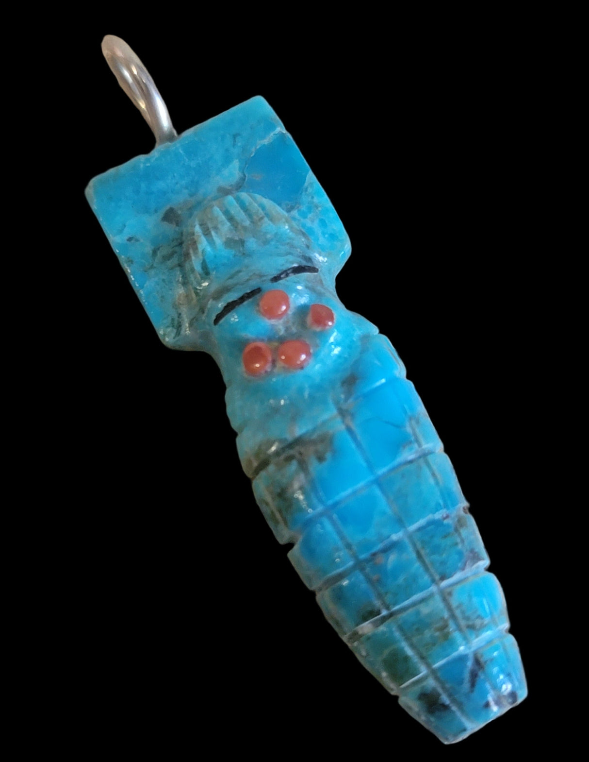 Turquoise Zuni Corn Maiden Pendant w/Tablita Indian Jewelry