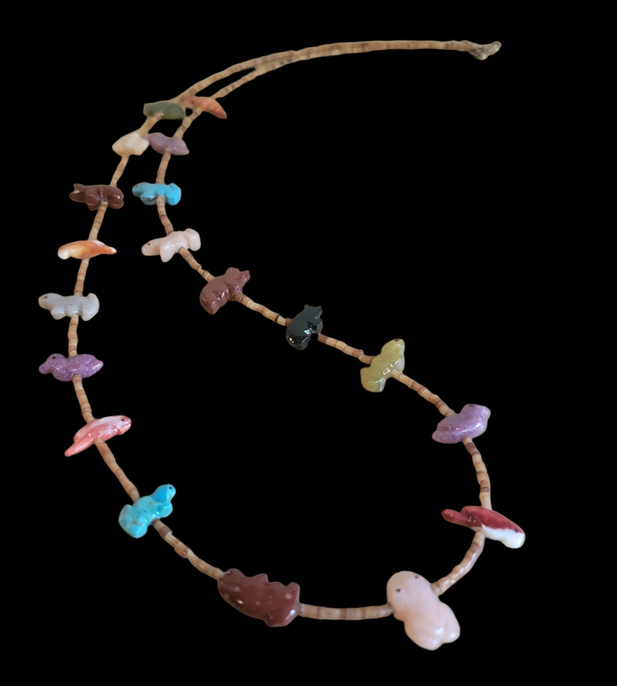 Single Strand Navajo Zuni Fetish Necklace/19 Fetishes Indian Jewelry