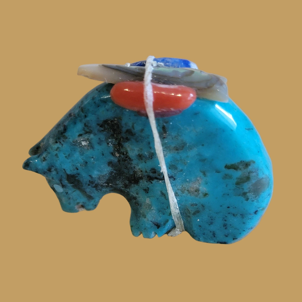 Turquoise Medicine Bear w/Pack Zuni Fetish