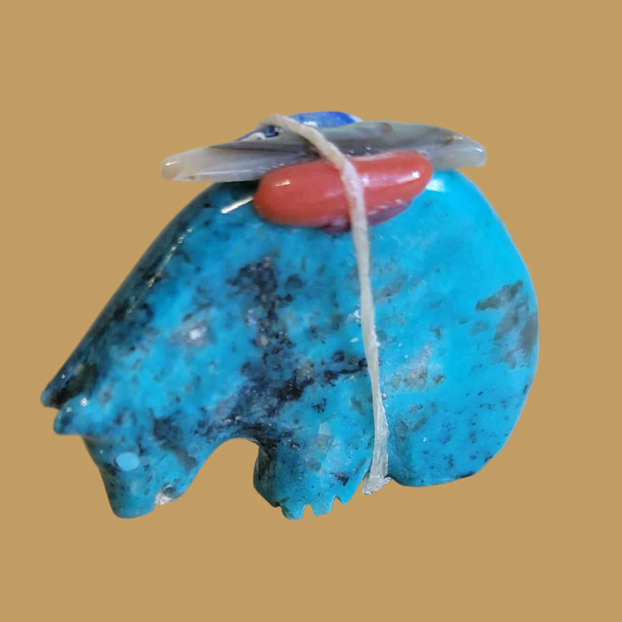 Turquoise Medicine Bear w/Pack Zuni Fetish