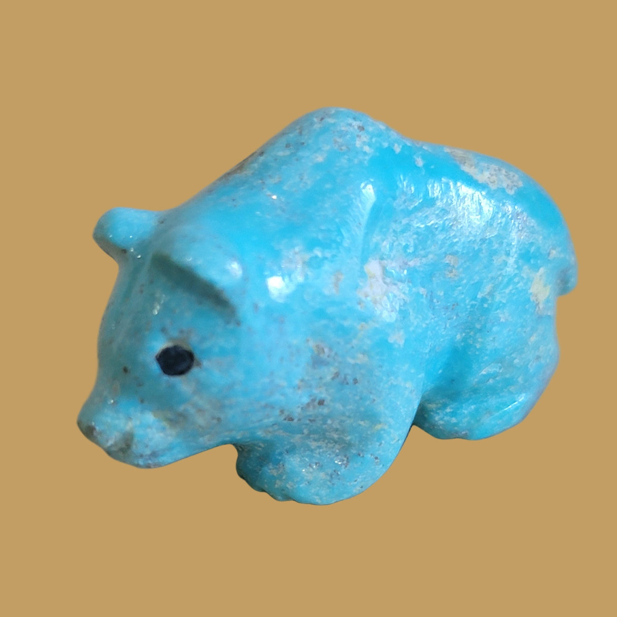 Natural Fox Turquoise Navajo Grizzly Bear Cub Zuni Fetish