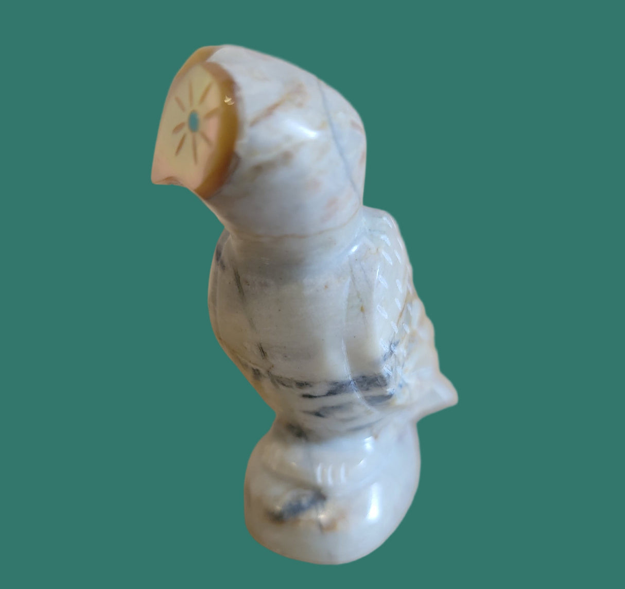 Gold Lip Heart Shaped Face/ Picasso Marble Zuni Fetish Owl