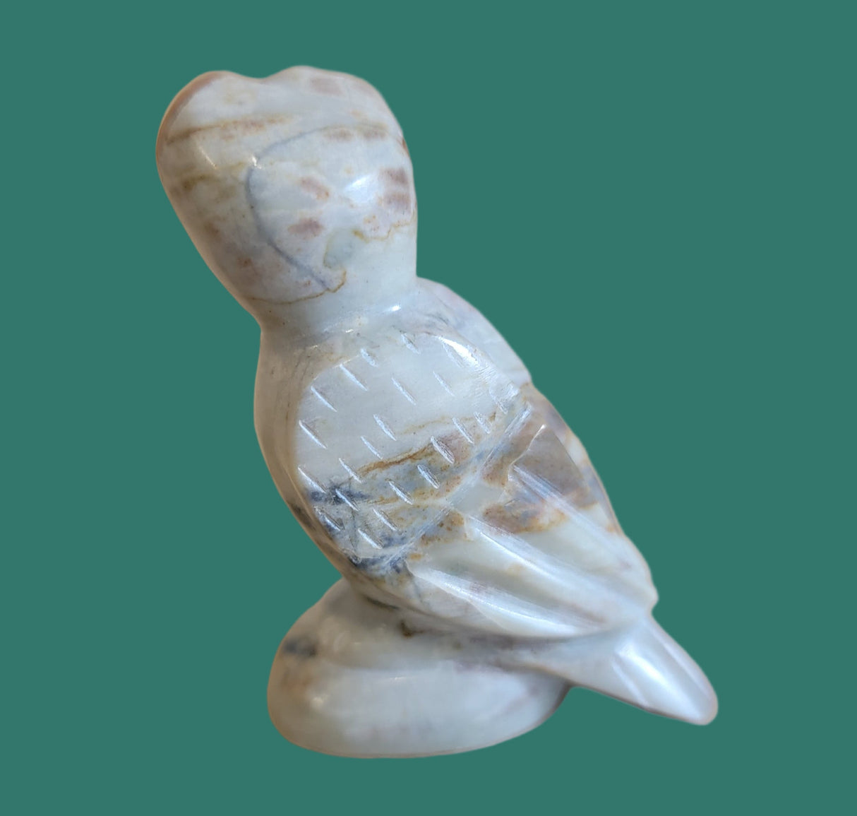 Gold Lip Heart Shaped Face/ Picasso Marble Zuni Fetish Owl