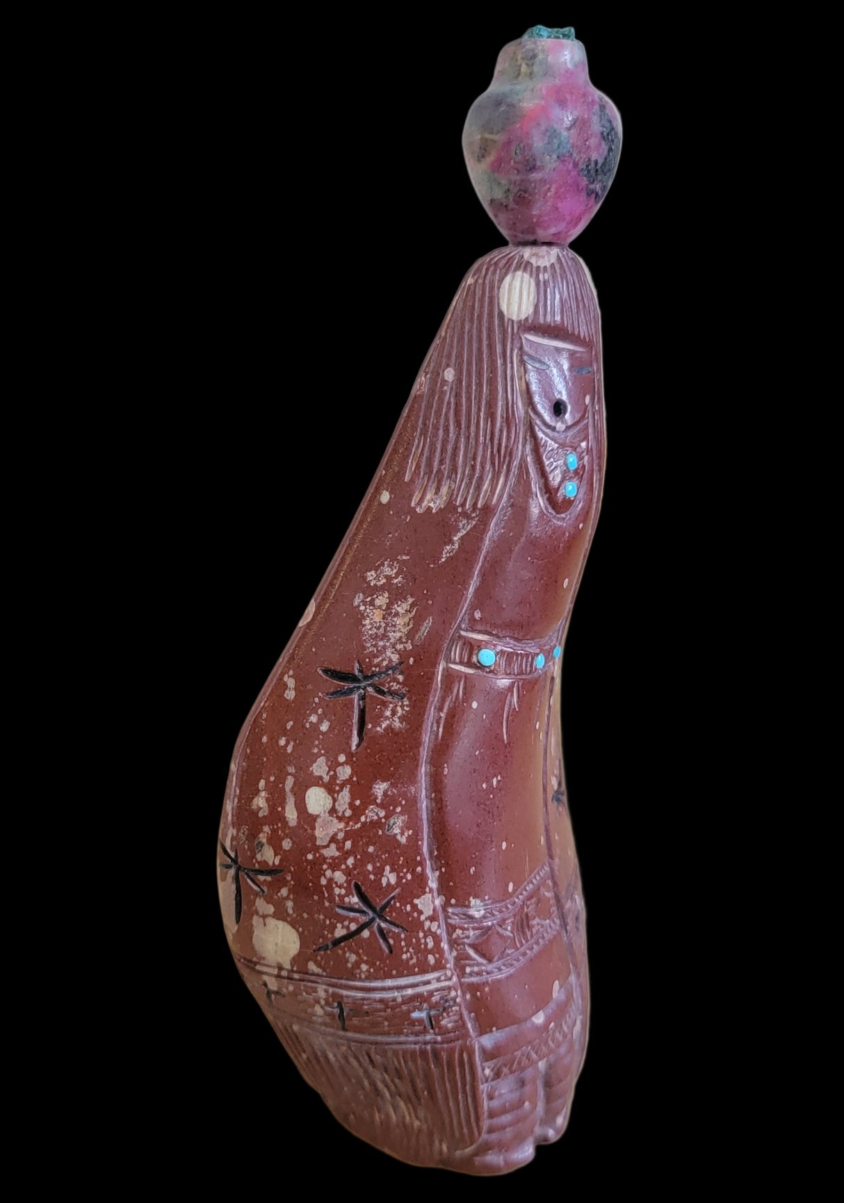 Tall Pipestone Double Sided Olla Zuni Maiden/Corn Maiden Zuni Fetish