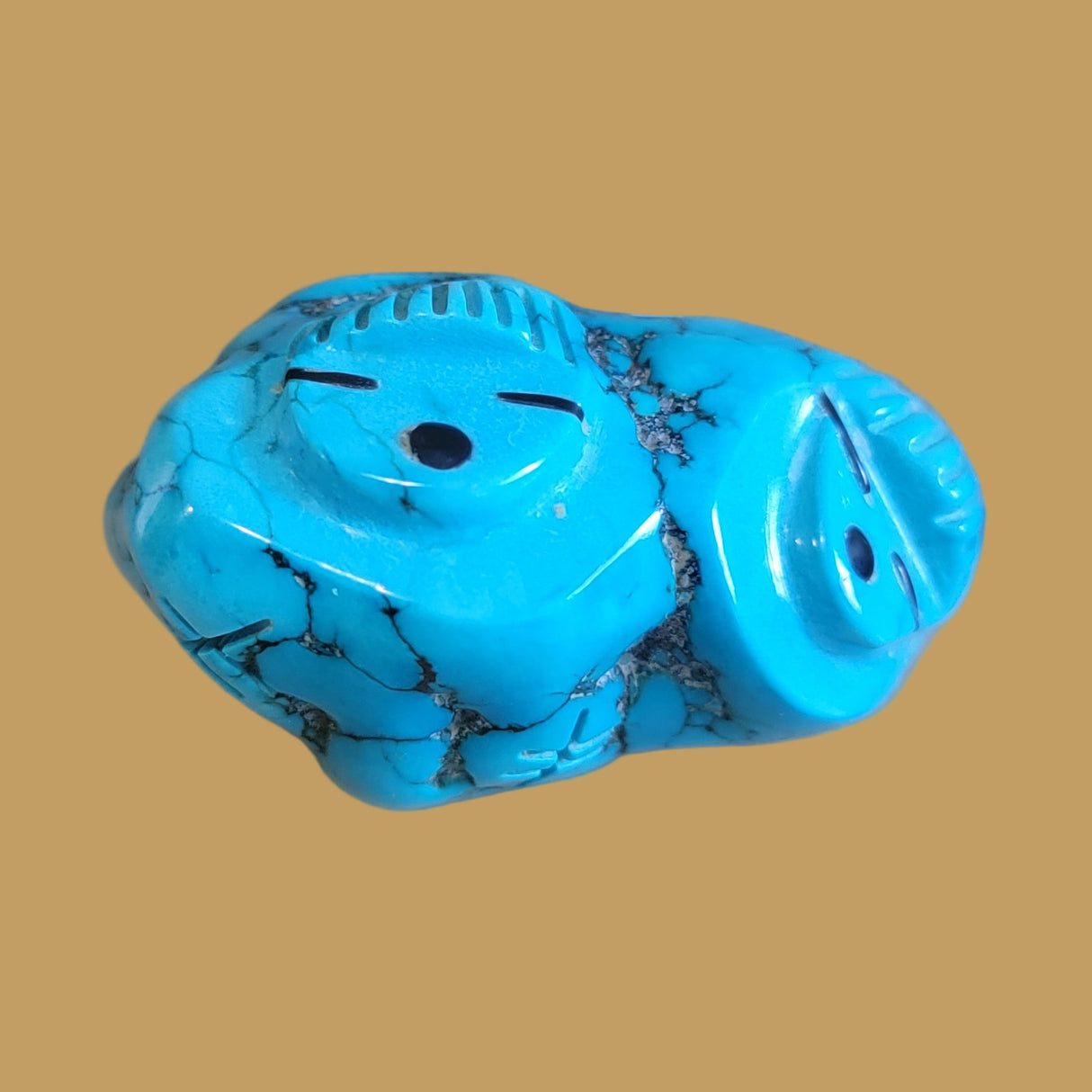 Turquoise Nugget Double Maidens Face Pocket Zuni Fetish