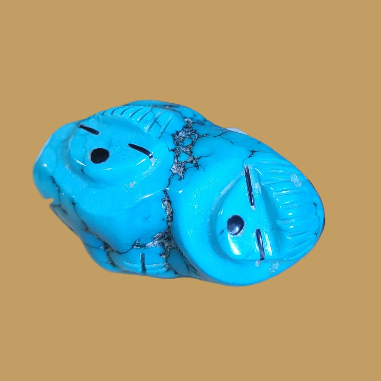 Turquoise Nugget Double Maidens Face Pocket Zuni Fetish