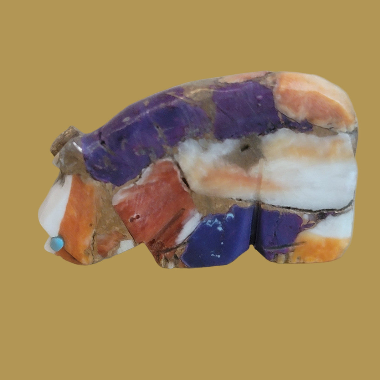 Colorful Composite Walking Bear Zuni Fetish