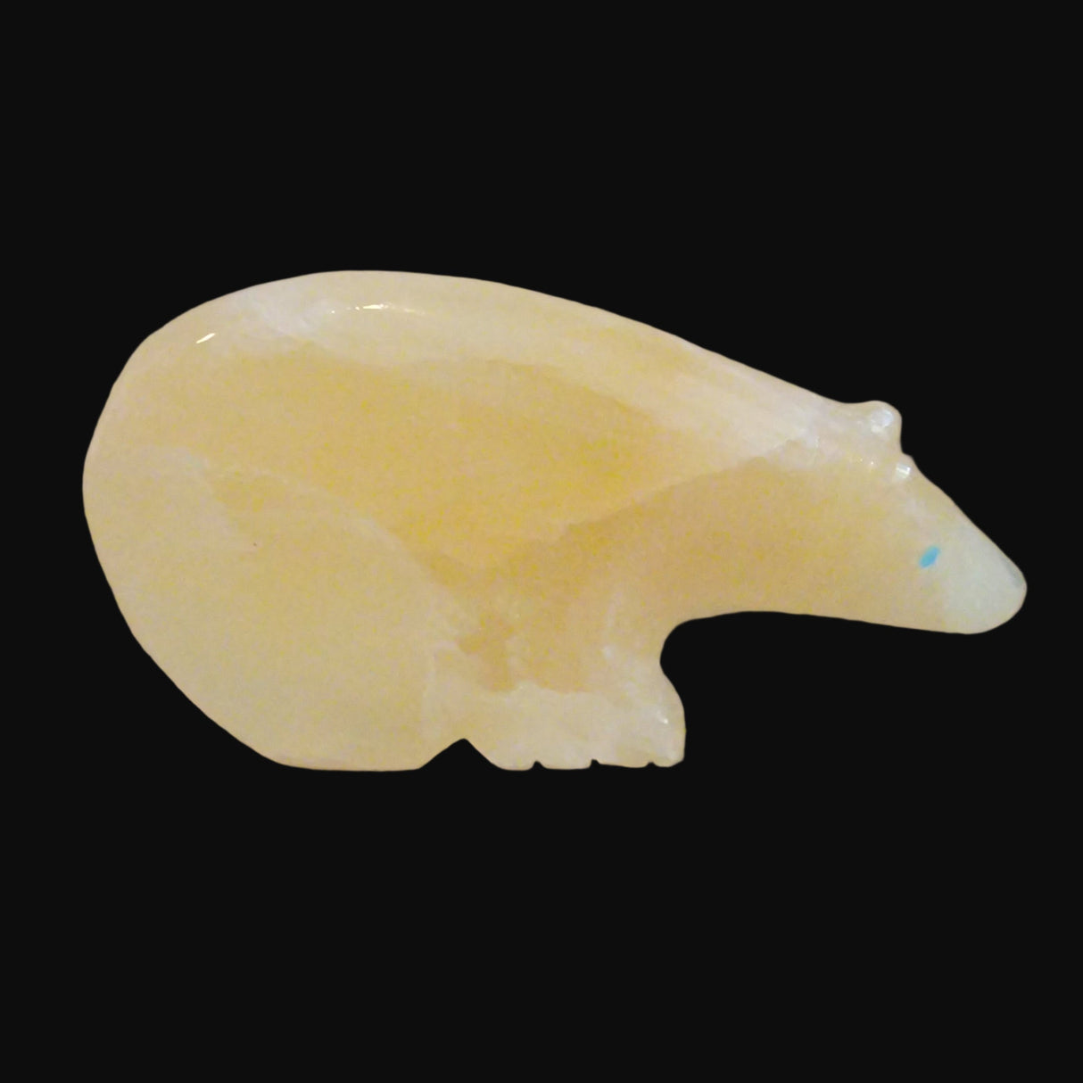 Calcite Long Neck Fancy Inlaid Zuni Fetish Bear