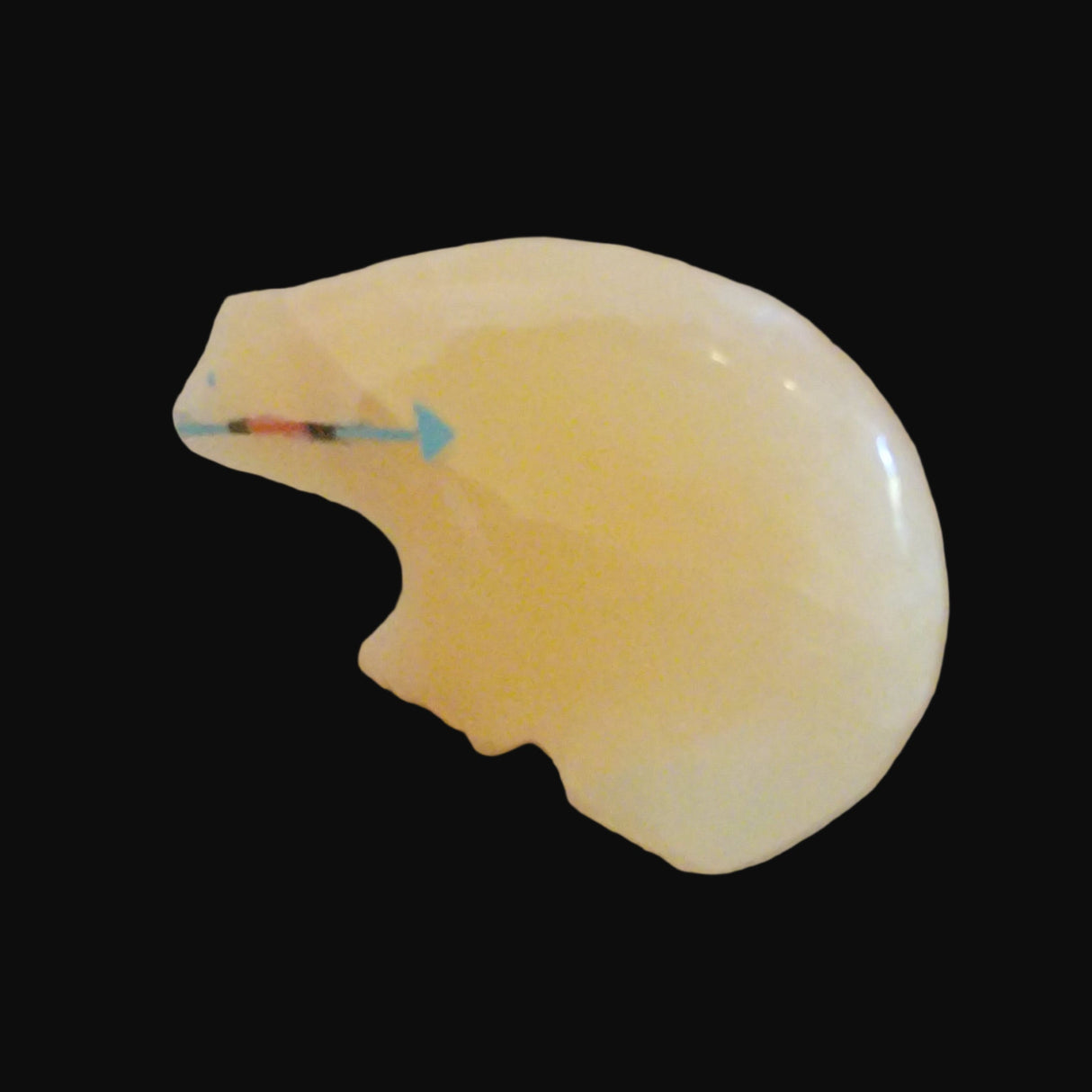 Calcite Long Neck Fancy Inlaid Zuni Fetish Bear