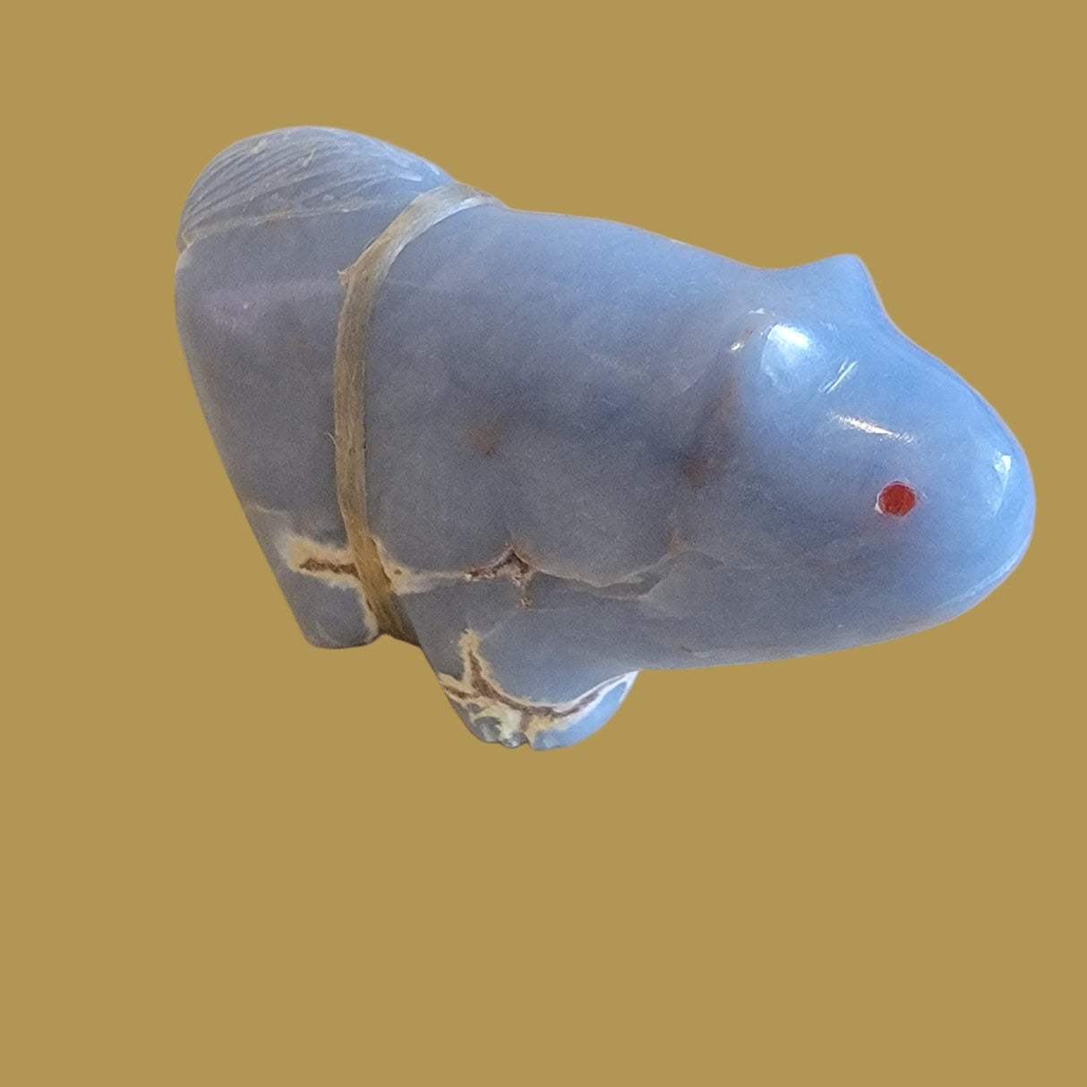 Angelite Mountain Lion w/Side Offering Zuni Fetish