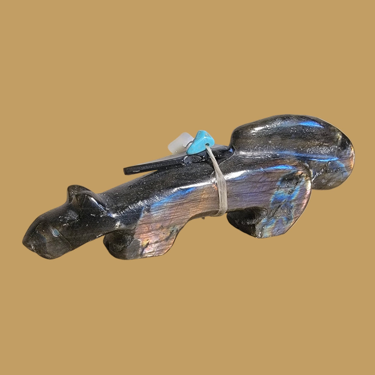 Labradorite Long and Lean Mountain Lion Zuni Fetish