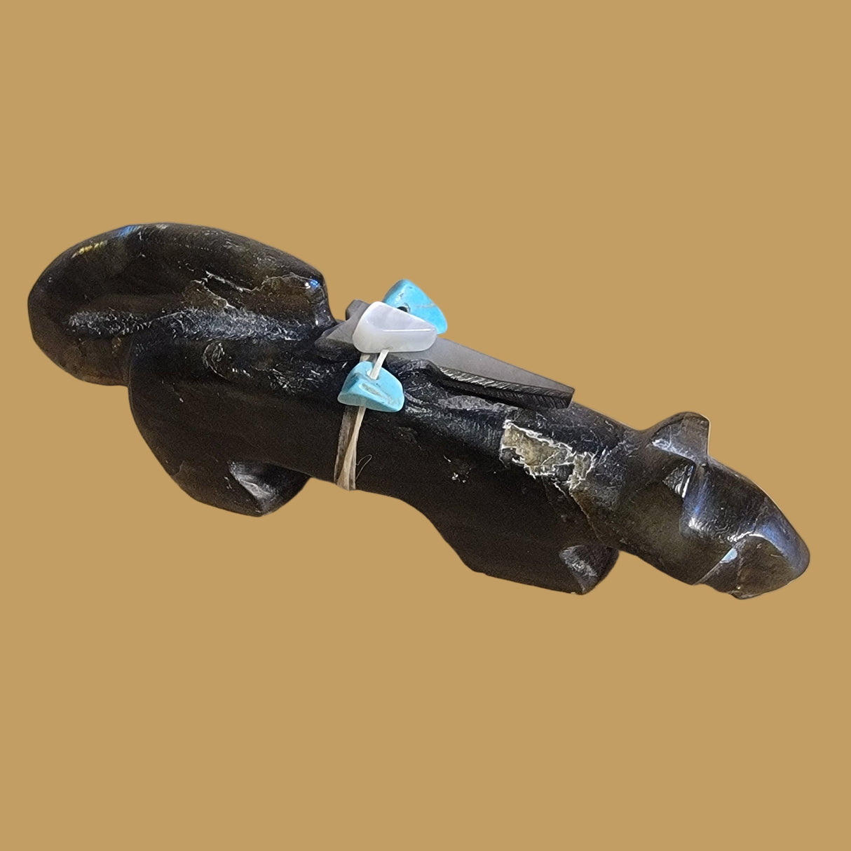 Labradorite Long and Lean Mountain Lion Zuni Fetish