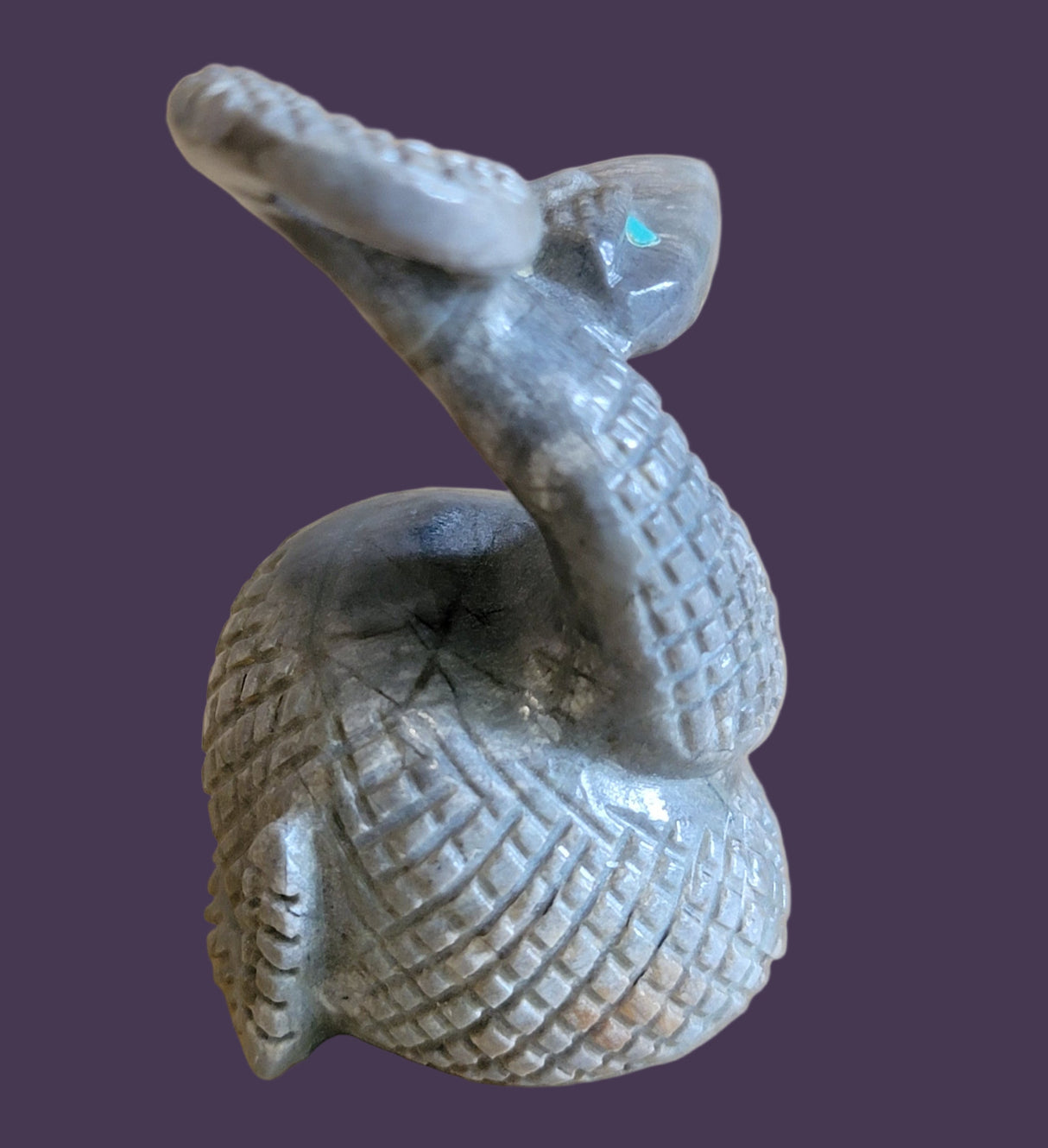 Striking Coiled Picasso Marble Rattlesnake Zuni Fetish