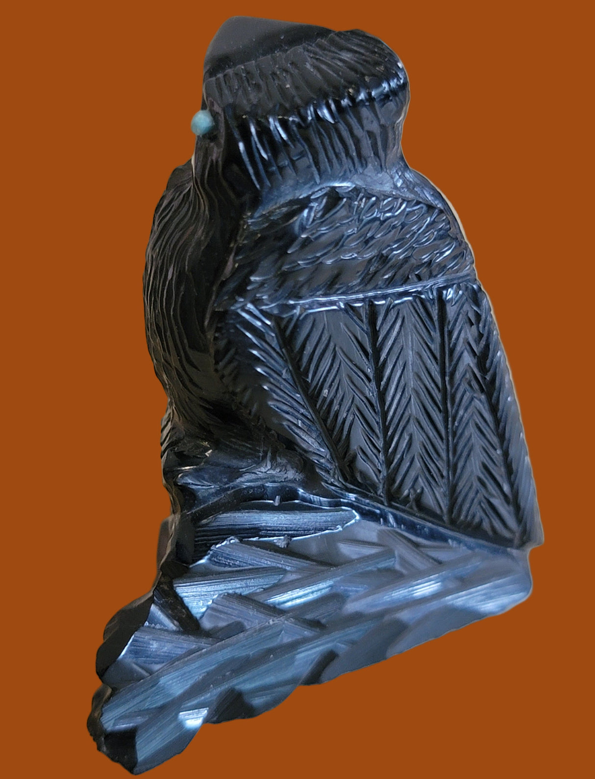 Perched Jet Raven Zuni Fetish