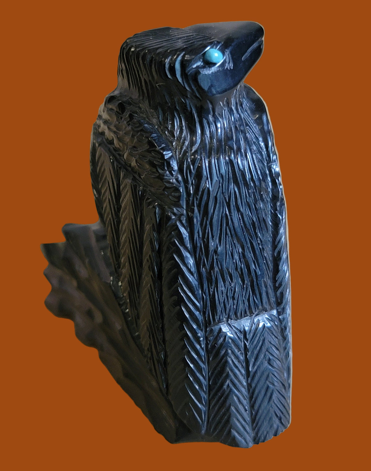 Perched Jet Raven Zuni Fetish