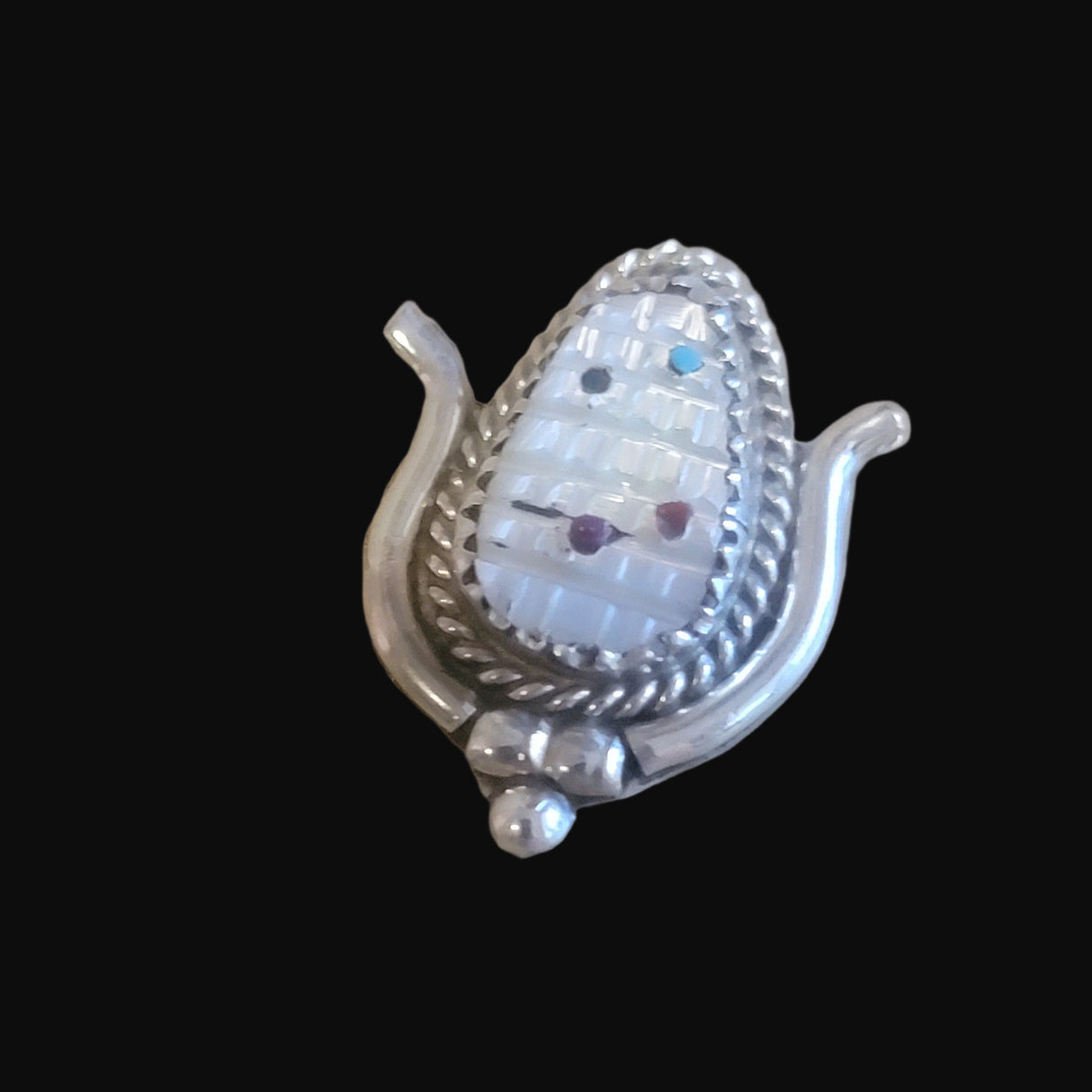 Mother of Pearl Indian Corn w/ Sterling Zuni Pendant Indian Jewelry