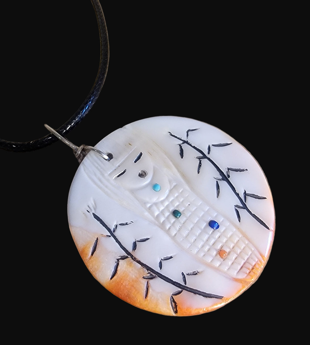 Spiny Oyster Shell Double Sided Corn Maiden Medallion Style Zuni Necklace Indian Jewelry