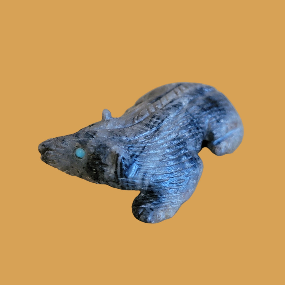 Furry and Realistic Picasso Marble Badger Zuni Fetish