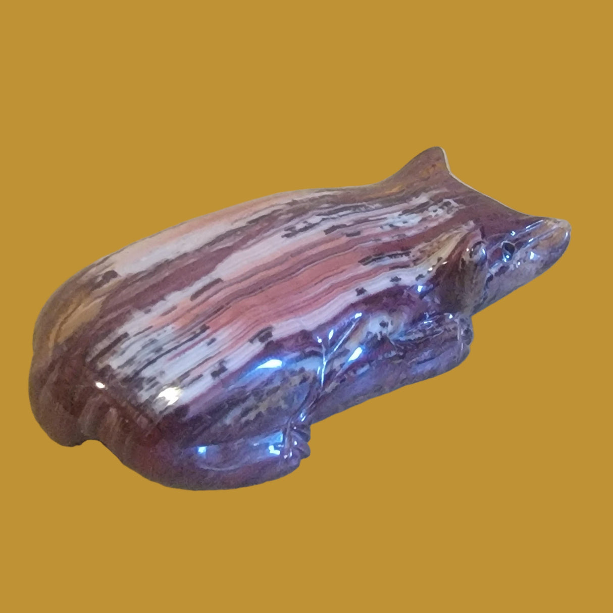 Beautiful Onyx Autumn Badger Zuni Fetish