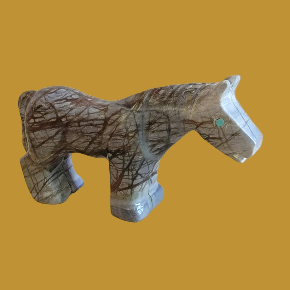 Picasso Marble Horse w/Dragonfly on Rump Zuni Fetish