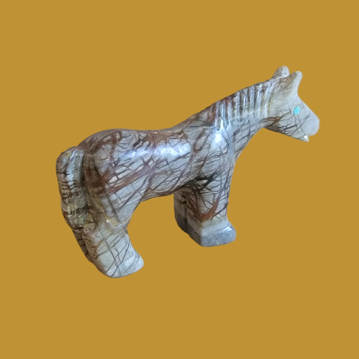 Picasso Marble Horse w/Dragonfly on Rump Zuni Fetish