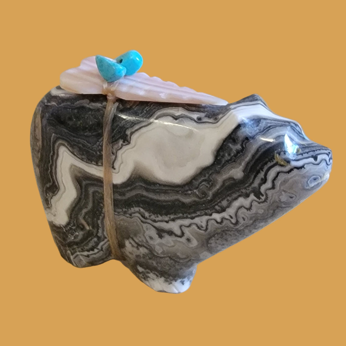 Marbled Onyx Powerful Bear Zuni Fetish