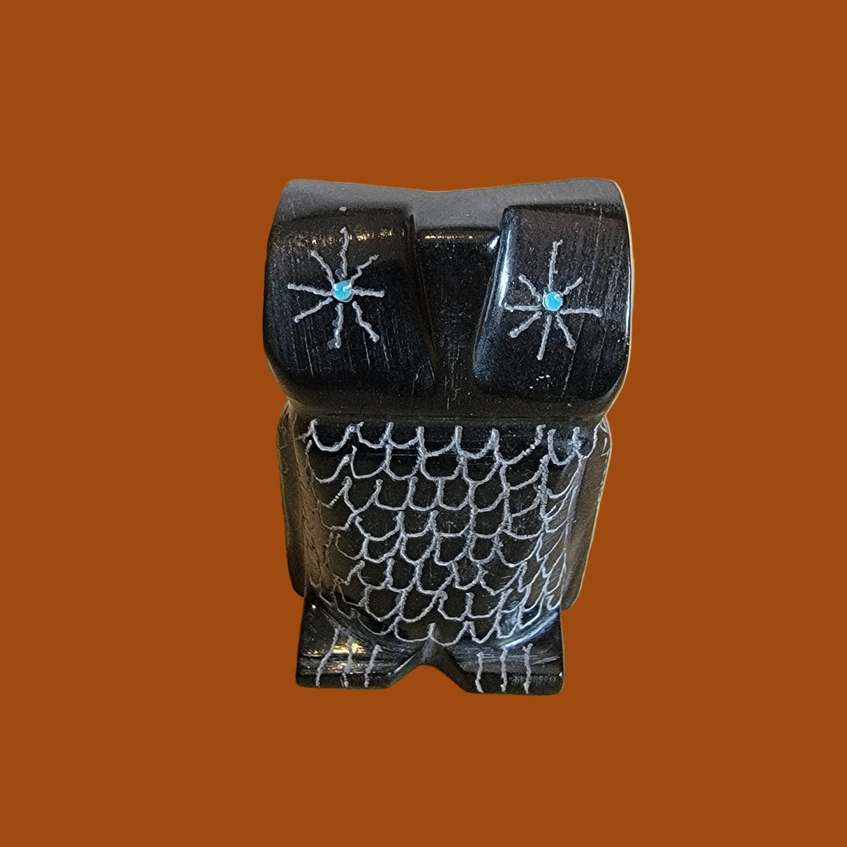 Black Marble Owl Rules the Night Zuni Fetish