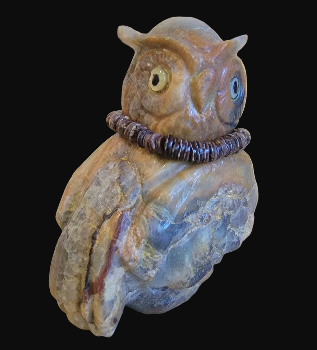 Who Goes There!?? Fluorite Hoot Owl w/Bling Zuni Fetish