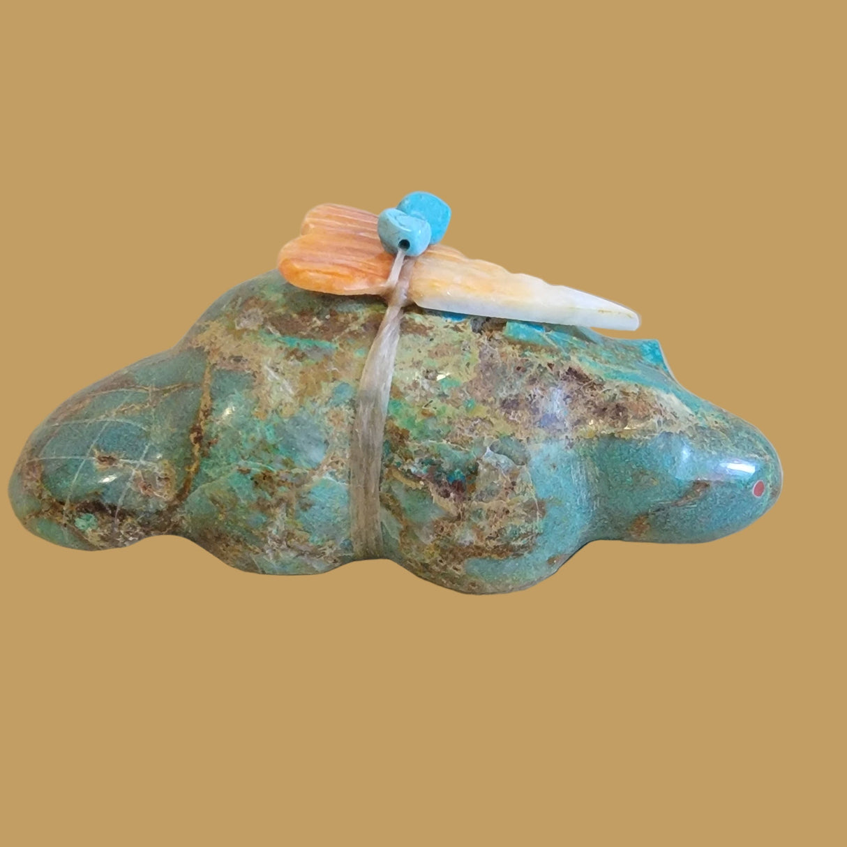Large Turquoise Beaver w/ Colorful Pack Zuni Fetish