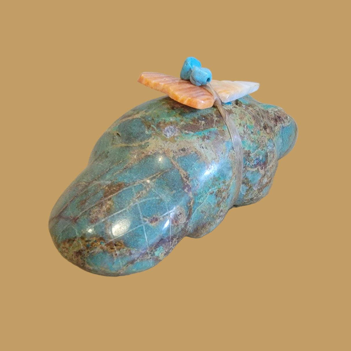 Large Turquoise Beaver w/ Colorful Pack Zuni Fetish